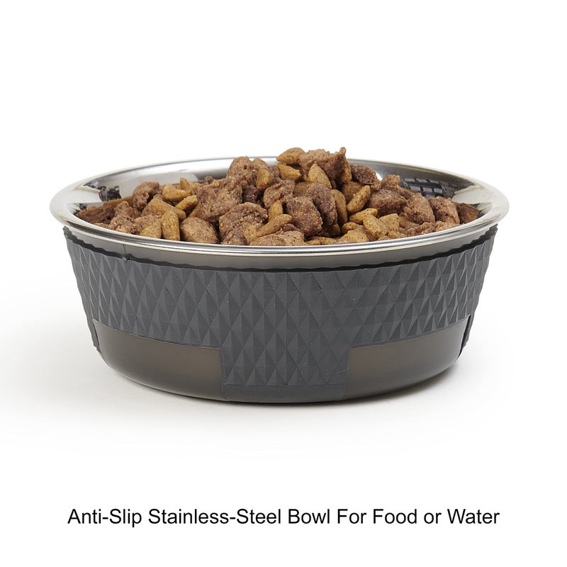 PetRageous 16019 Kona Stainless Steel Non-Slip Dishwasher-Safe Dog Bowl 3.75-Cup 6.75-Inch Diameter 2.5-Inch Tall for Medium and Large Dogs and Cats 30-Ounce, Grey - Image 3